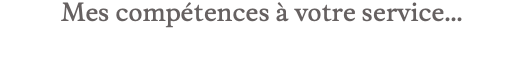 Mes compétences à votre service...